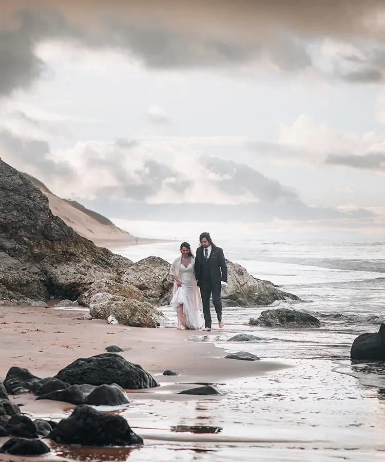 Married Couple on Whiterocks Beach Portrush Wedding Elopement